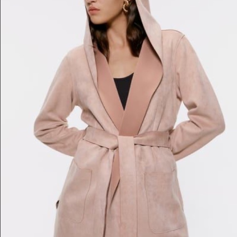 Zara Faux Suede Black Wrap Jacket